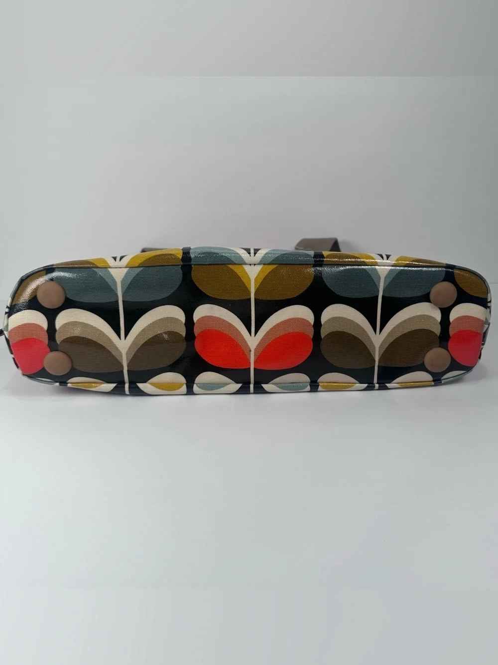 Orla Kiely Stem Print Coated Canvas Purse Retro Mod Floral Shoulder Tote Bag - Picture 7 of 16